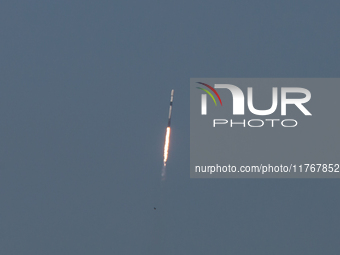 A SpaceX Falcon 9 rocket launches from pad 39A at the Kennedy Space Center with the Koreansat 6A telecommunications satellite. (