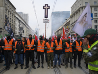 Security members of the Independence march hold the line as they participate in the 106th anniversary of Poland regaining its independence i...