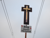 A cross is seen during the Independence Day march in Warsaw, Poland on 11 November, 2024. A march organized by far-right, nationalist organi...