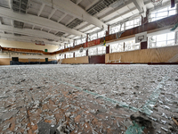 A gym of the sports complex of the Zaporizhzhia Polytechnic National University is damaged by an overnight Russian air strike in Zaporizhzhi...