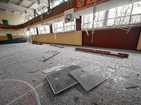 A gym of the sports complex of the Zaporizhzhia Polytechnic National University is damaged by an overnight Russian air strike in Zaporizhzhi...