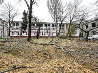 The Zaporizhzhia Polytechnic National University sports complex is damaged by an overnight Russian air strike in Zaporizhzhia, Ukraine, on N...