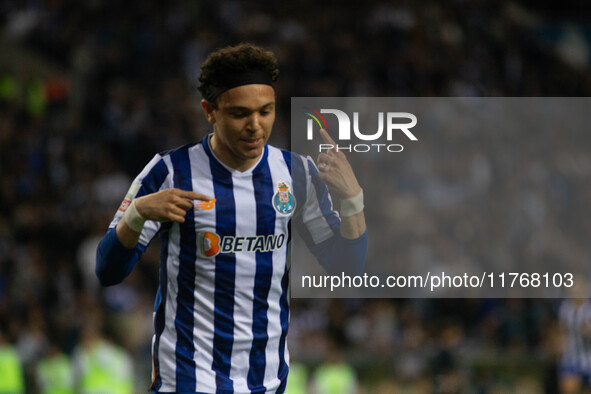 Pepe of FC Porto celebrates during the game against Estoril Praia in the 10th round of the Portuguese Championship 2023/24 at Estadio do Dra...