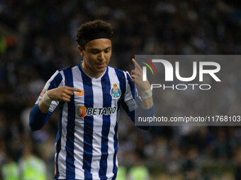 Pepe of FC Porto celebrates during the game against Estoril Praia in the 10th round of the Portuguese Championship 2023/24 at Estadio do Dra...