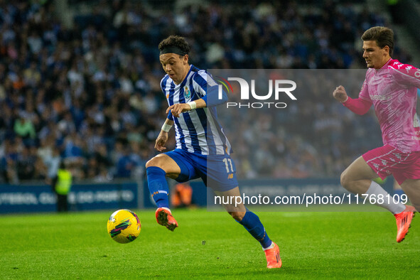 Pepe of FC Porto celebrates during the game against Estoril Praia in the 10th round of the Portuguese Championship 2023/24 at Estadio do Dra...