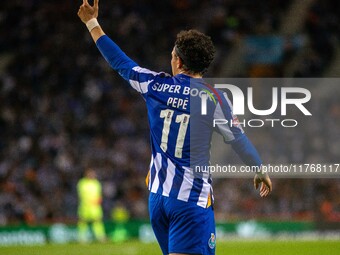 Pepe of FC Porto celebrates during the game against Estoril Praia in the 10th round of the Portuguese Championship 2023/24 at Estadio do Dra...