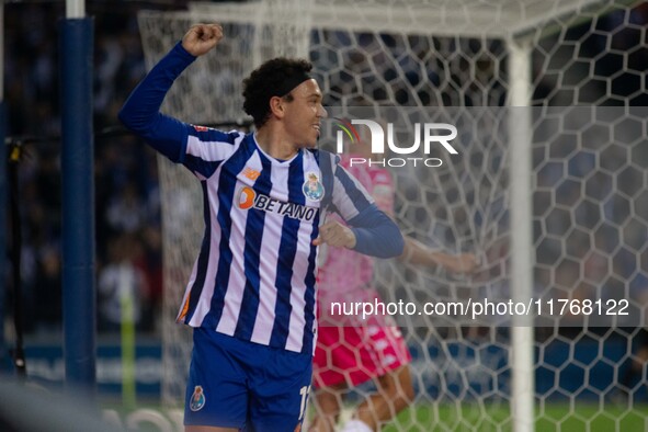 Pepe of FC Porto celebrates during the game against Estoril Praia in the 10th round of the Portuguese Championship 2023/24 at Estadio do Dra...