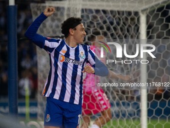 Pepe of FC Porto celebrates during the game against Estoril Praia in the 10th round of the Portuguese Championship 2023/24 at Estadio do Dra...