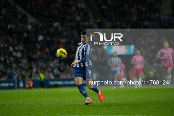 Pepe of FC Porto celebrates during the game against Estoril Praia in the 10th round of the Portuguese Championship 2023/24 at Estadio do Dra...