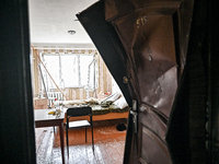 A room in a hostel where internally displaced persons live is damaged by an overnight Russian air strike in Zaporizhzhia, Ukraine, on Novemb...