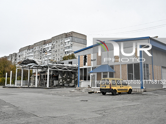 A car dealership where a 71-year-old guard dies is damaged by an overnight Russian air strike in Zaporizhzhia, Ukraine, on November 11, 2024...