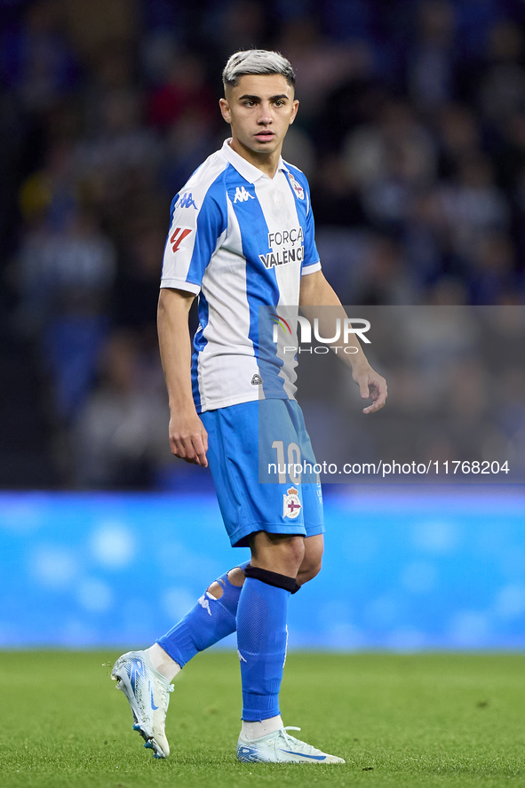 Yeremay Hernandez of RC Deportivo de La Coruna looks on during the LaLiga Hypermotion match between RC Deportivo de La Coruna and SD Eibar a...