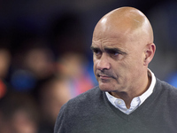 Oscar Gilsanz, Head Coach of RC Deportivo de La Coruna, looks on prior to the LaLiga Hypermotion match between RC Deportivo de La Coruna and...