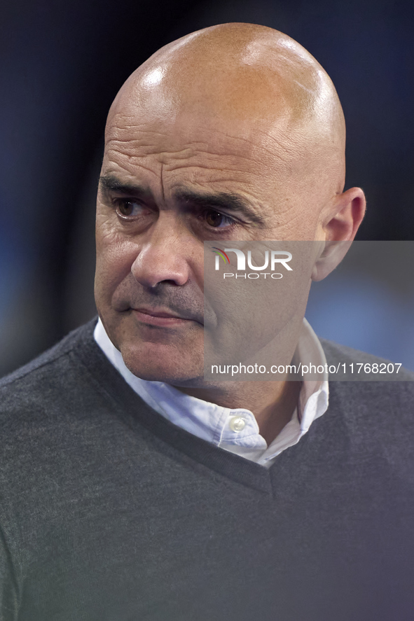 Oscar Gilsanz, Head Coach of RC Deportivo de La Coruna, looks on prior to the LaLiga Hypermotion match between RC Deportivo de La Coruna and...