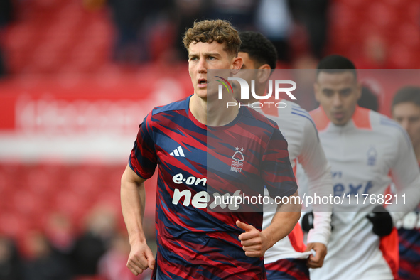 Ryan Yates of Nottingham Forest warms up ahead of kick-off during the Premier League match between Nottingham Forest and Newcastle United at...