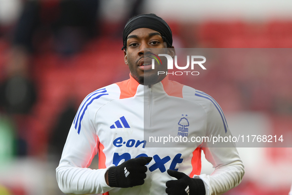 Anthony Elanga of Nottingham Forest warms up ahead of kick-off during the Premier League match between Nottingham Forest and Newcastle Unite...