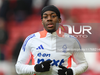 Anthony Elanga of Nottingham Forest warms up ahead of kick-off during the Premier League match between Nottingham Forest and Newcastle Unite...