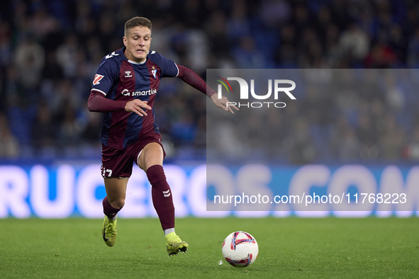 Jose Corpas of SD Eibar is in action during the LaLiga Hypermotion match between RC Deportivo de La Coruna and SD Eibar at Abanca Riazor Sta...