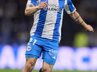 Mario Soriano of RC Deportivo de La Coruna is in action during the LaLiga Hypermotion match between RC Deportivo de La Coruna and SD Eibar a...