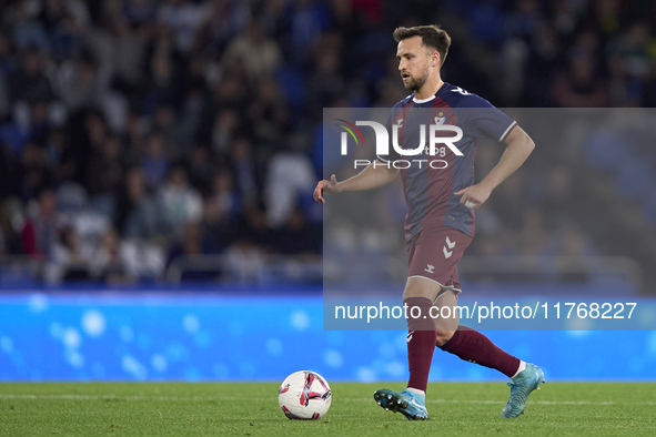 Alvaro Carrillo of SD Eibar is in action during the LaLiga Hypermotion match between RC Deportivo de La Coruna and SD Eibar at Abanca Riazor...