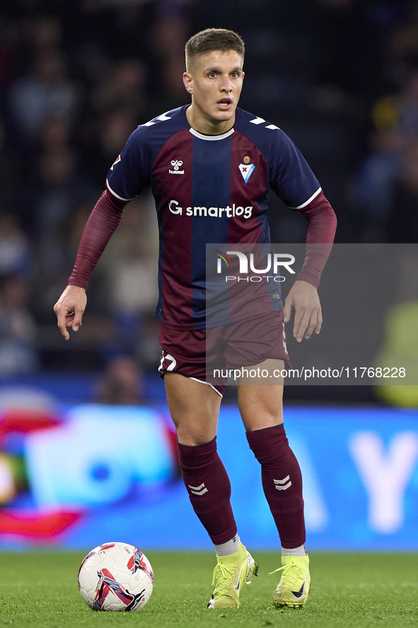 Jose Corpas of SD Eibar is in action during the LaLiga Hypermotion match between RC Deportivo de La Coruna and SD Eibar at Abanca Riazor Sta...