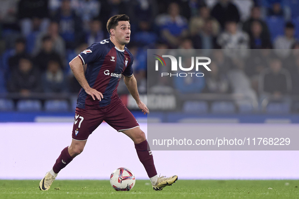 Xeber Alkain of SD Eibar is in action during the LaLiga Hypermotion match between RC Deportivo de La Coruna and SD Eibar at Abanca Riazor St...