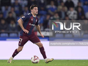 Xeber Alkain of SD Eibar is in action during the LaLiga Hypermotion match between RC Deportivo de La Coruna and SD Eibar at Abanca Riazor St...