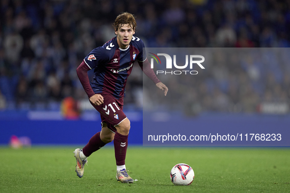 Jorge Pascual of SD Eibar plays during the LaLiga Hypermotion match between RC Deportivo de La Coruna and SD Eibar at Abanca Riazor Stadium...