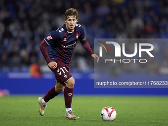 Jorge Pascual of SD Eibar plays during the LaLiga Hypermotion match between RC Deportivo de La Coruna and SD Eibar at Abanca Riazor Stadium...