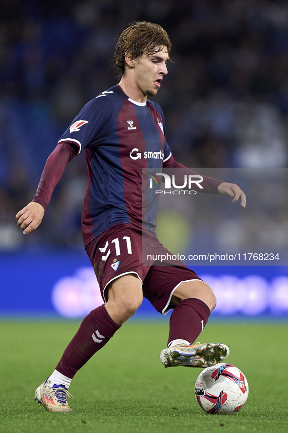 Jorge Pascual of SD Eibar plays during the LaLiga Hypermotion match between RC Deportivo de La Coruna and SD Eibar at Abanca Riazor Stadium...