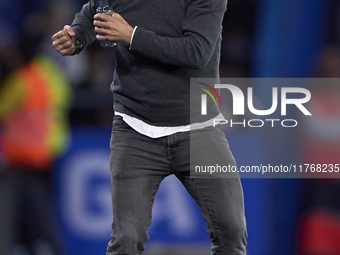 Oscar Gilsanz, Head Coach of RC Deportivo de La Coruna, reacts during the LaLiga Hypermotion match between RC Deportivo de La Coruna and SD...