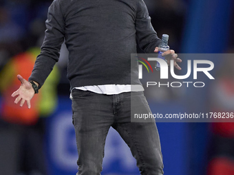 Oscar Gilsanz, Head Coach of RC Deportivo de La Coruna, reacts during the LaLiga Hypermotion match between RC Deportivo de La Coruna and SD...