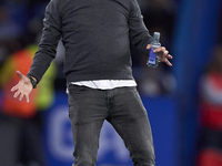 Oscar Gilsanz, Head Coach of RC Deportivo de La Coruna, reacts during the LaLiga Hypermotion match between RC Deportivo de La Coruna and SD...