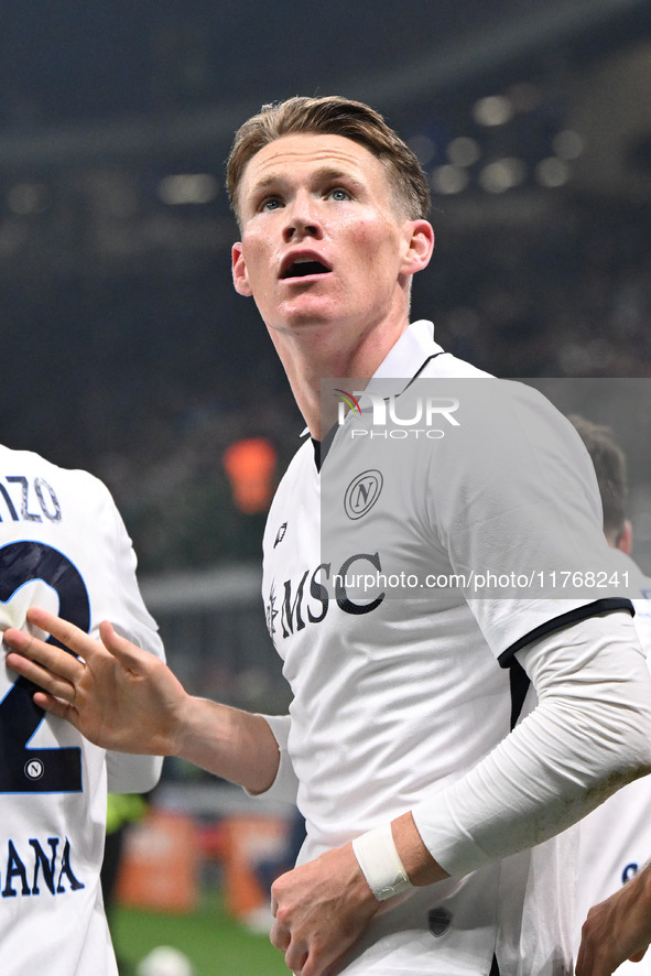 Scott McTominay of SSC Napoli celebrates after a goal during the Italian Serie A football match between Inter FC and SSC Napoli in Milan, It...