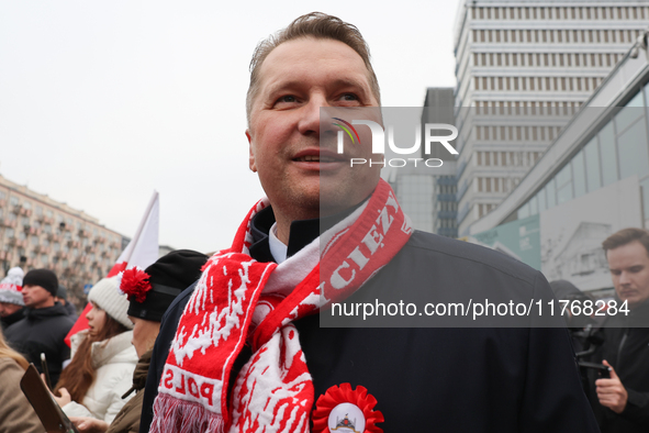 Law and Justice party politician Przemyslaw Czarnek during Independence March in Warsaw, Poland on November 11, 2024. 