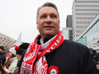 Law and Justice party politician Przemyslaw Czarnek during Independence March in Warsaw, Poland on November 11, 2024. (