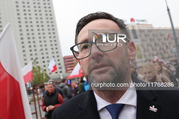 Law and Justice party politician Daniel Obajtek during Independence March in Warsaw, Poland on November 11, 2024. 