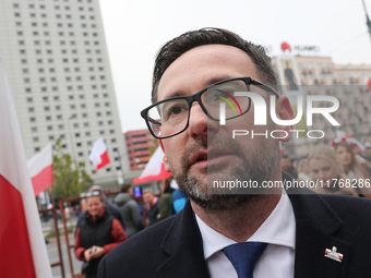 Law and Justice party politician Daniel Obajtek during Independence March in Warsaw, Poland on November 11, 2024. (