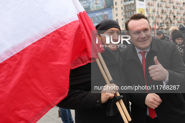 Law and Justice party politician Dominik Tarczynski during Independence March in Warsaw, Poland on November 11, 2024. 