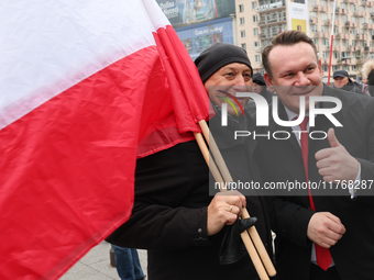 Law and Justice party politician Dominik Tarczynski during Independence March in Warsaw, Poland on November 11, 2024. (