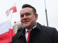 Law and Justice party politician Dominik Tarczynski during Independence March in Warsaw, Poland on November 11, 2024. (