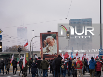 An Independence March is organized by the extreme right on the 106th anniversary of regaining independence in Warsaw, Poland, on November 11...