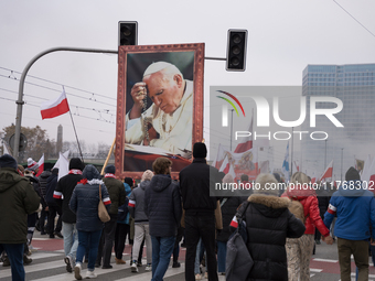 An Independence March is organized by the extreme right on the 106th anniversary of regaining independence in Warsaw, Poland, on November 11...