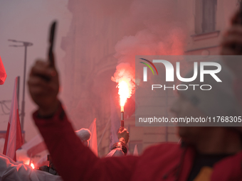 An Independence March is organized by the extreme right on the 106th anniversary of regaining independence in Warsaw, Poland, on November 11...