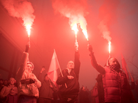 An Independence March is organized by the extreme right on the 106th anniversary of regaining independence in Warsaw, Poland, on November 11...