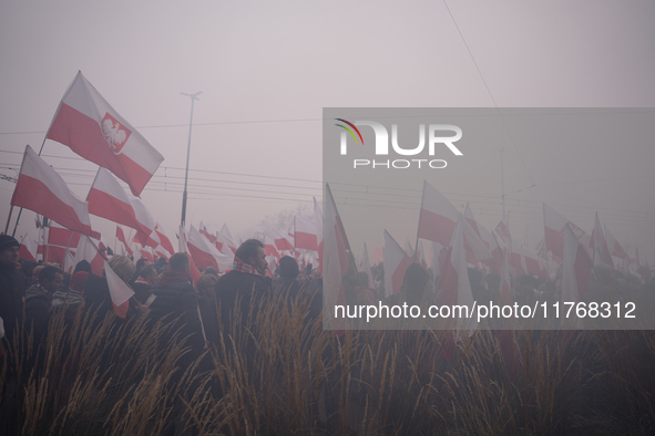 An Independence March is organized by the extreme right on the 106th anniversary of regaining independence in Warsaw, Poland, on November 11...