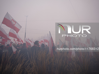 An Independence March is organized by the extreme right on the 106th anniversary of regaining independence in Warsaw, Poland, on November 11...