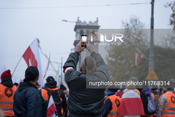 An Independence March is organized by the extreme right on the 106th anniversary of regaining independence in Warsaw, Poland, on November 11...