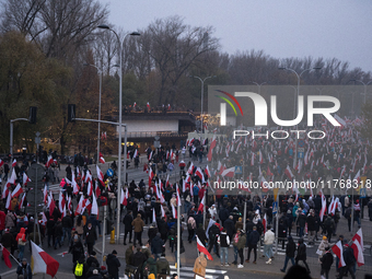 An Independence March is organized by the extreme right on the 106th anniversary of regaining independence in Warsaw, Poland, on November 11...