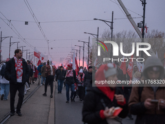 An Independence March is organized by the extreme right on the 106th anniversary of regaining independence in Warsaw, Poland, on November 11...